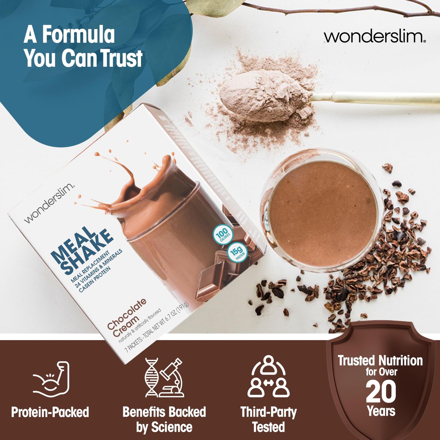 WonderSlim Protein Meal Replacement Shake Powder 6.7 oz