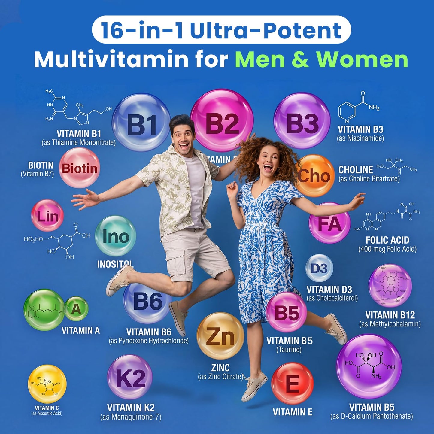 VCCVBB 16-in-1 Ultra-Potent Multivitamin for Men & Women Capsules, 120 Count