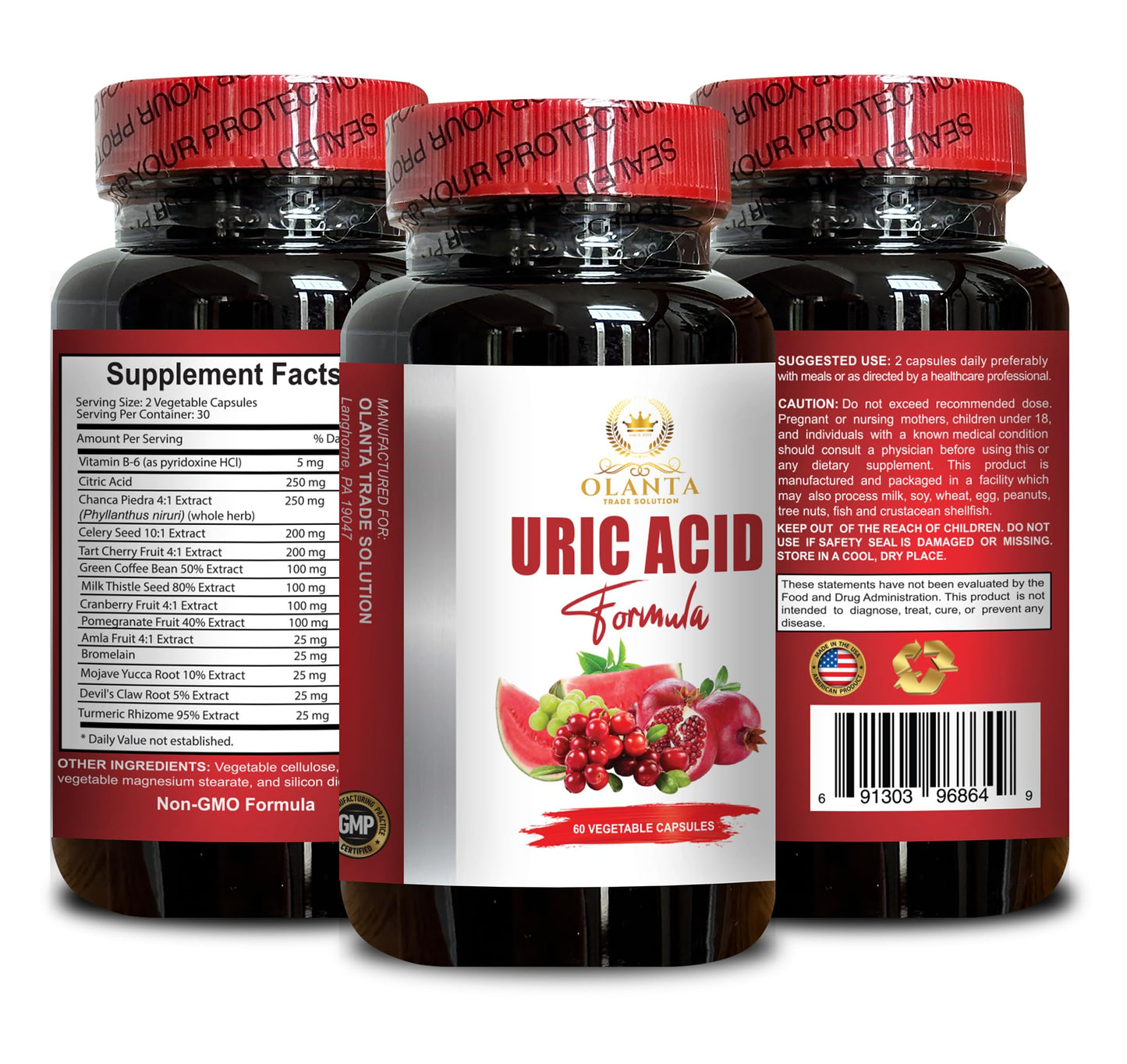 OLANTA TRADE SOLUTION Mojave Yucca Root and Devil's Claw Root URIC Acid Formula Uric Acid Control, Uric Acid Vitamin, Antioxidant-Rich, Joint Support Supplement for Women 60 Capsules