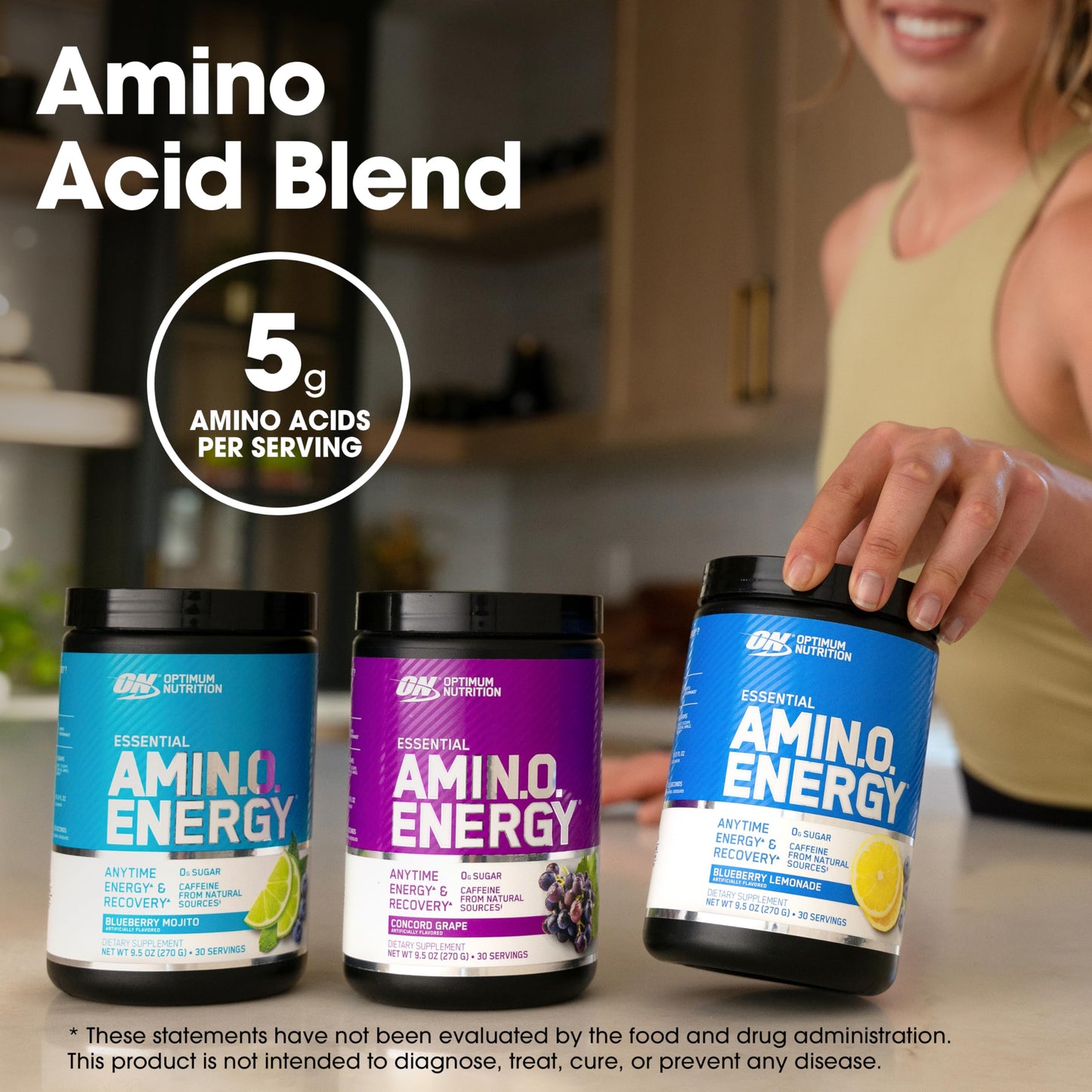 Optimum Nutrition Amino Energy - Pre Workout with Green Tea, BCAA, Amino Acids, Keto Friendly, Green Coffee Extract Powder, 20.6 oz, Orange Cooler