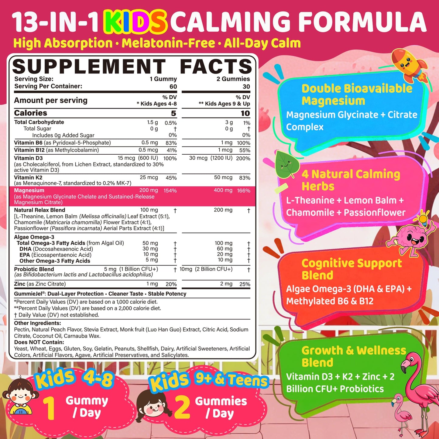 LILICARE Kids Calm Magnesium Glycinate Gummies, 60 Count