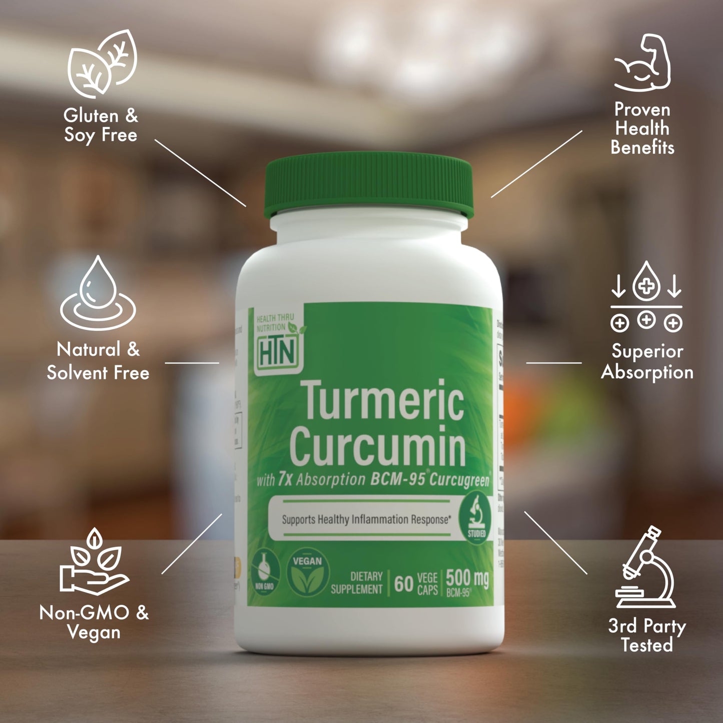 Health Thru Nutrition Turmeric Curcumin Complex 500mg Capsule, 60 Count