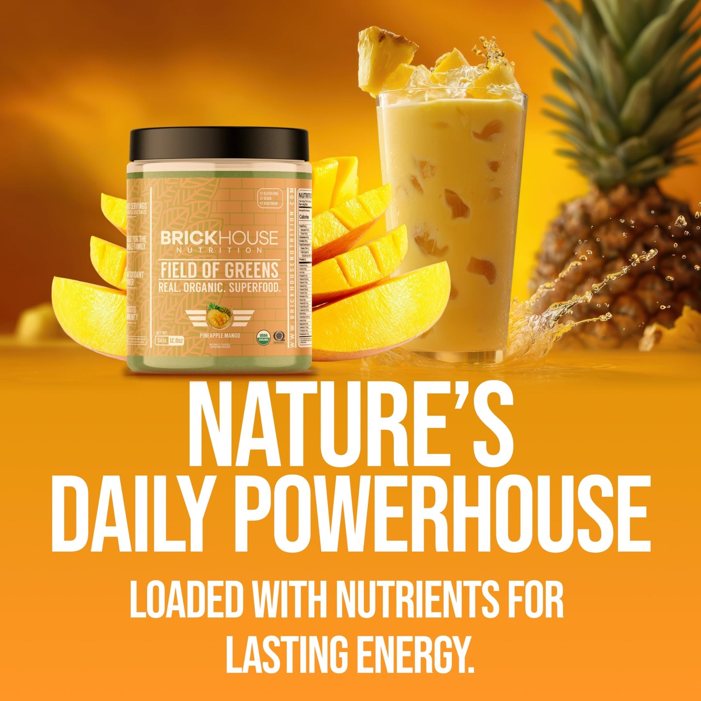 BRICKHOUSE NUTRITION Field of Greens Super Greens Powder, 12 oz