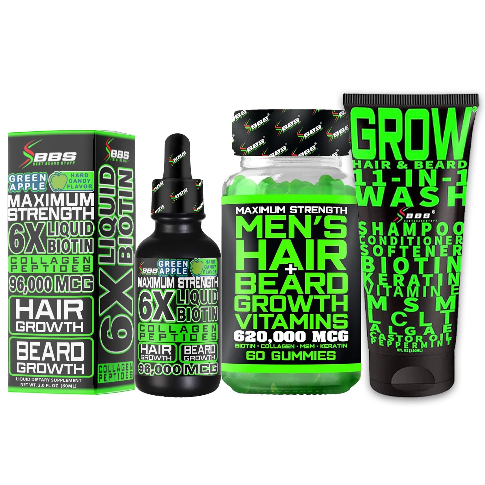 BBS Best Beard Stuff Beard Growth Kit Gummies with Biotin & Vitamins, 27 Count