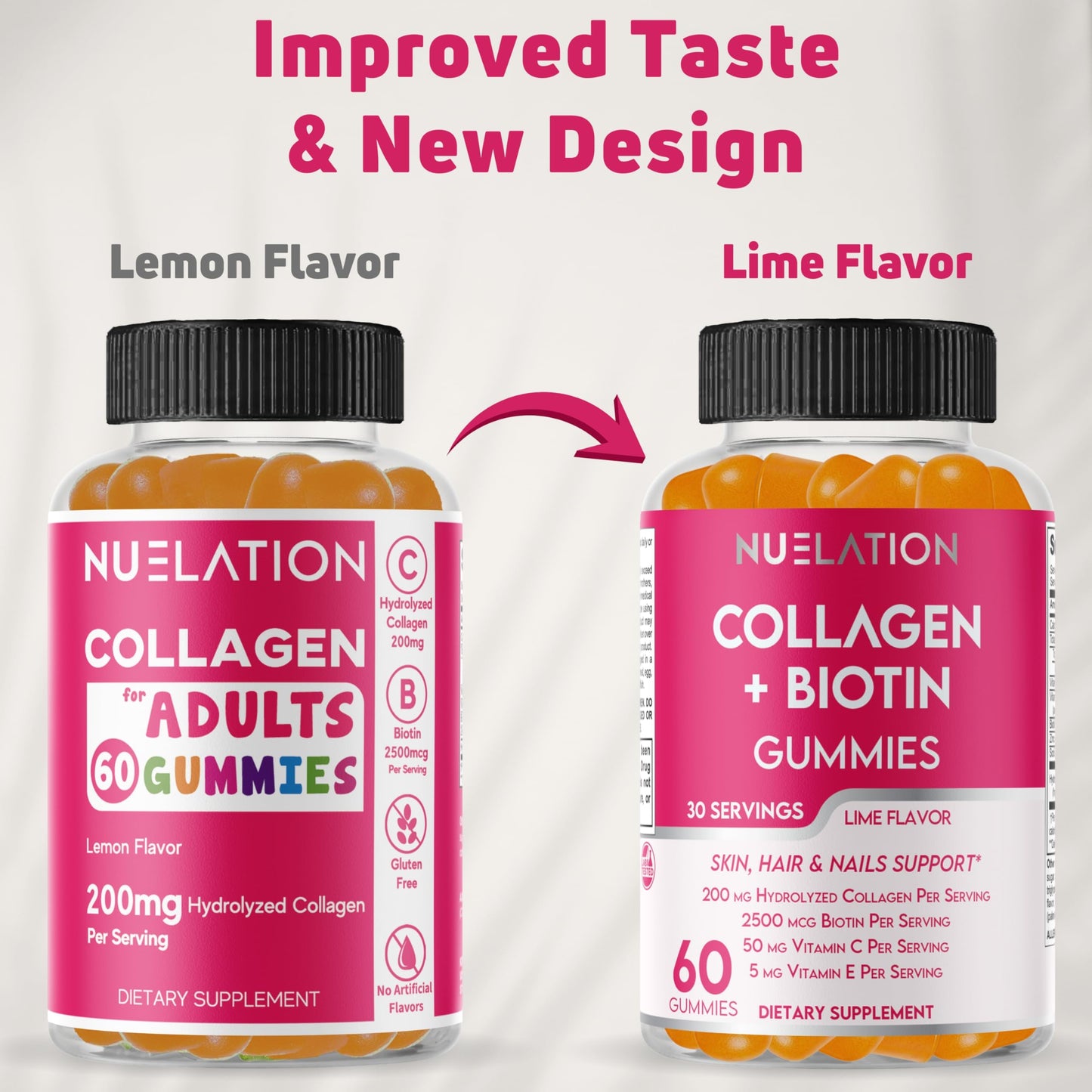NUELATION Hydrolyzed Collagen Gummies with Biotin, 60 Count