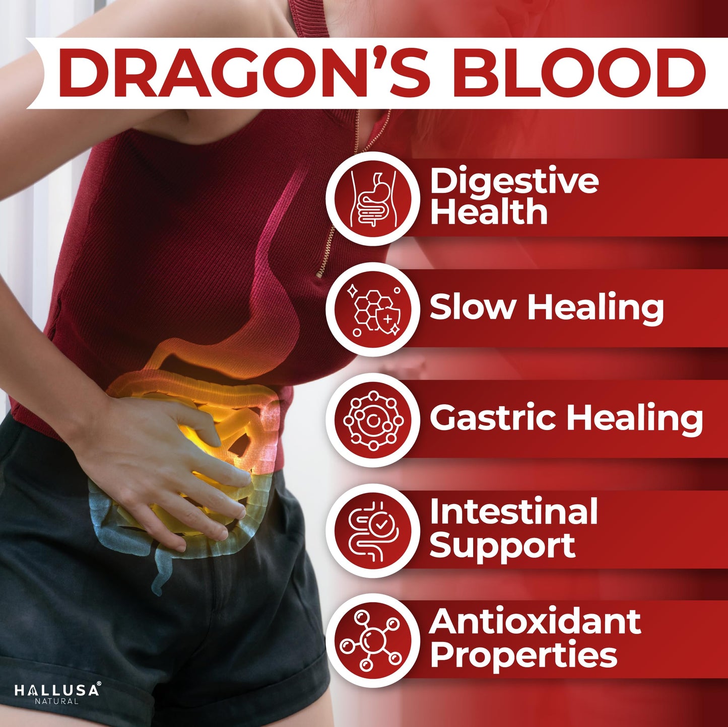 Hallusa Natural Dragon's Blood 1000mg Croton Lechleri Extract Capsule, 60 Count