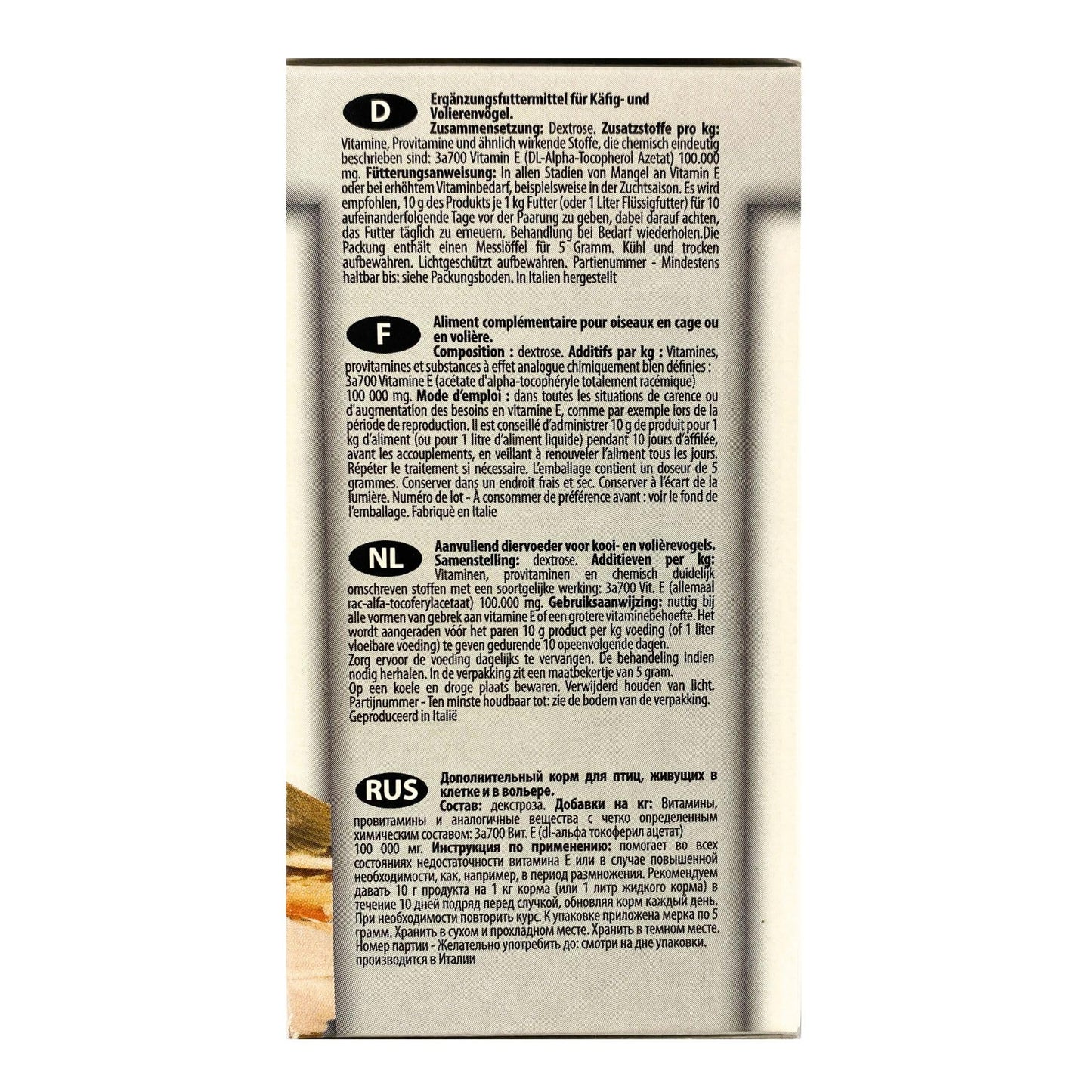 GLOBAL LUXURY MANAGEMENT Raff Vitamin E Powder for Birds, 3.52 oz