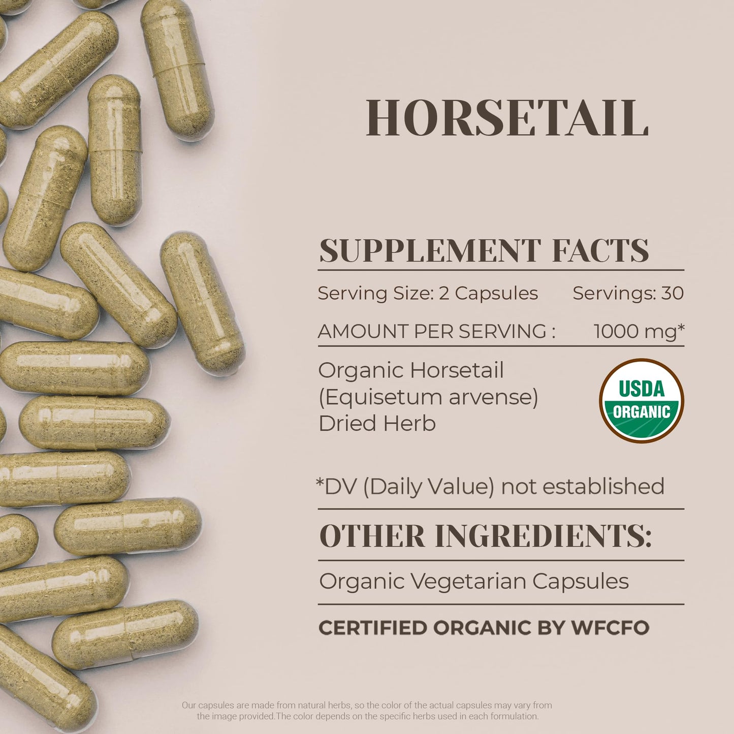 Garden Organics Horsetail USDA Organic Capsules 60 Count