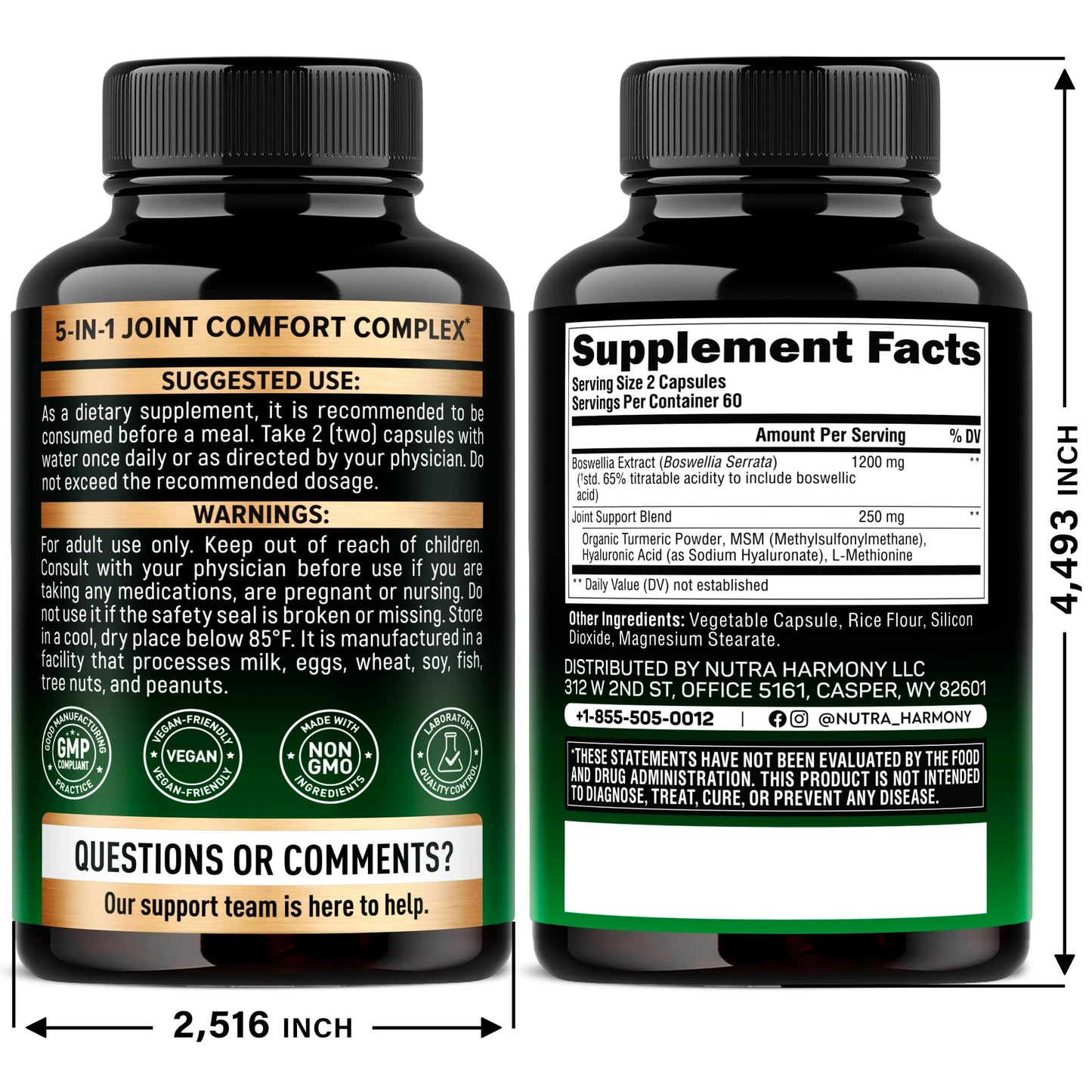 NUTRAHARMONY Glucosamine Chondroitin & Boswellia Extract, 240 Capsules