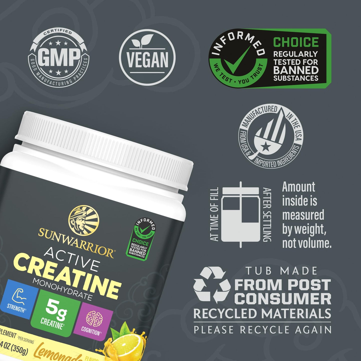 Sunwarrior Creatine Monohydrate Powder, 12.34