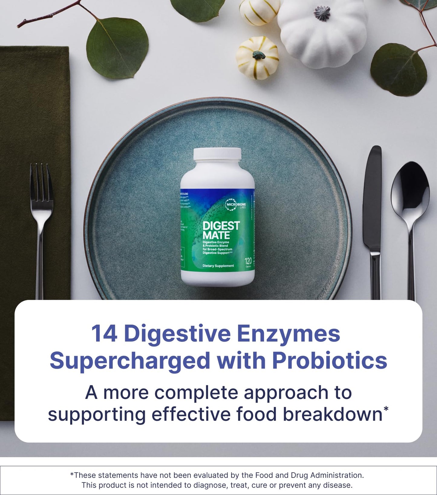 Microbiome Labs DigestMate Digestive Enzyme and Probiotic Supplement 120 Capsules