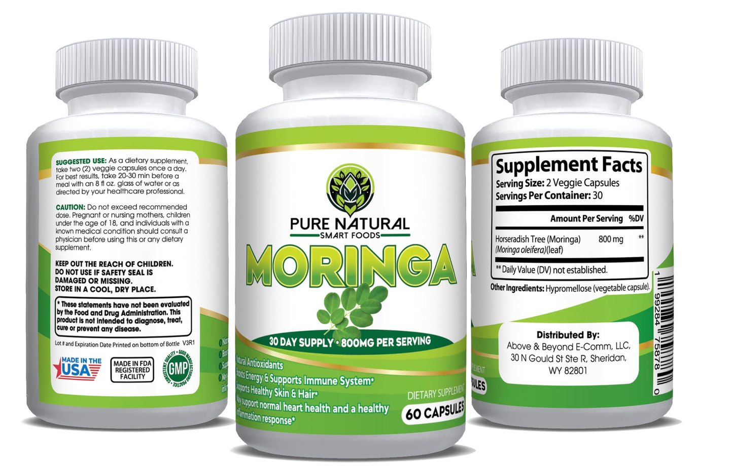 Pure Natural Smart Foods Moringa Leaf Capsules 60 Count