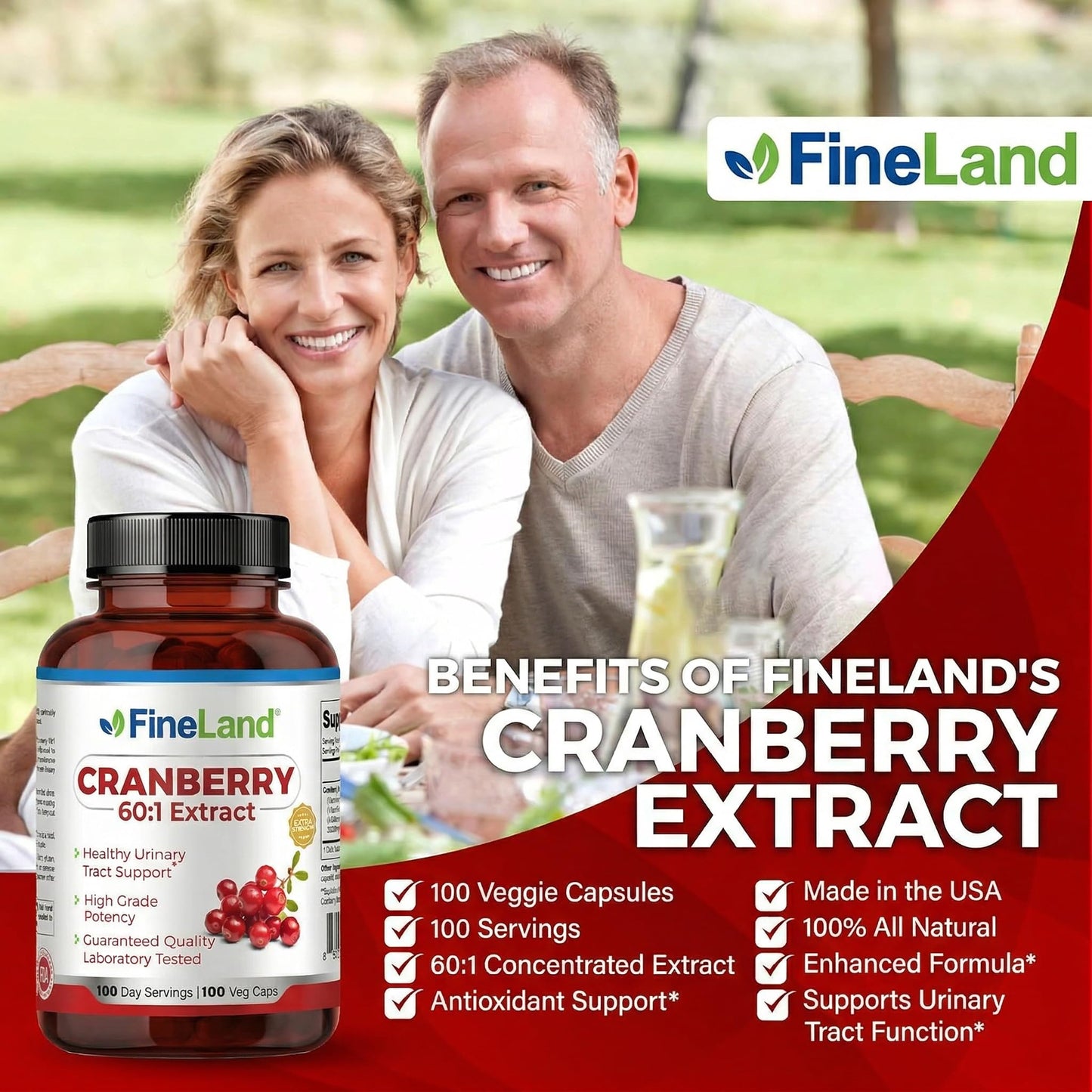 FineLand Cranberry Extract 60:1 Capsule, 100 Capsules