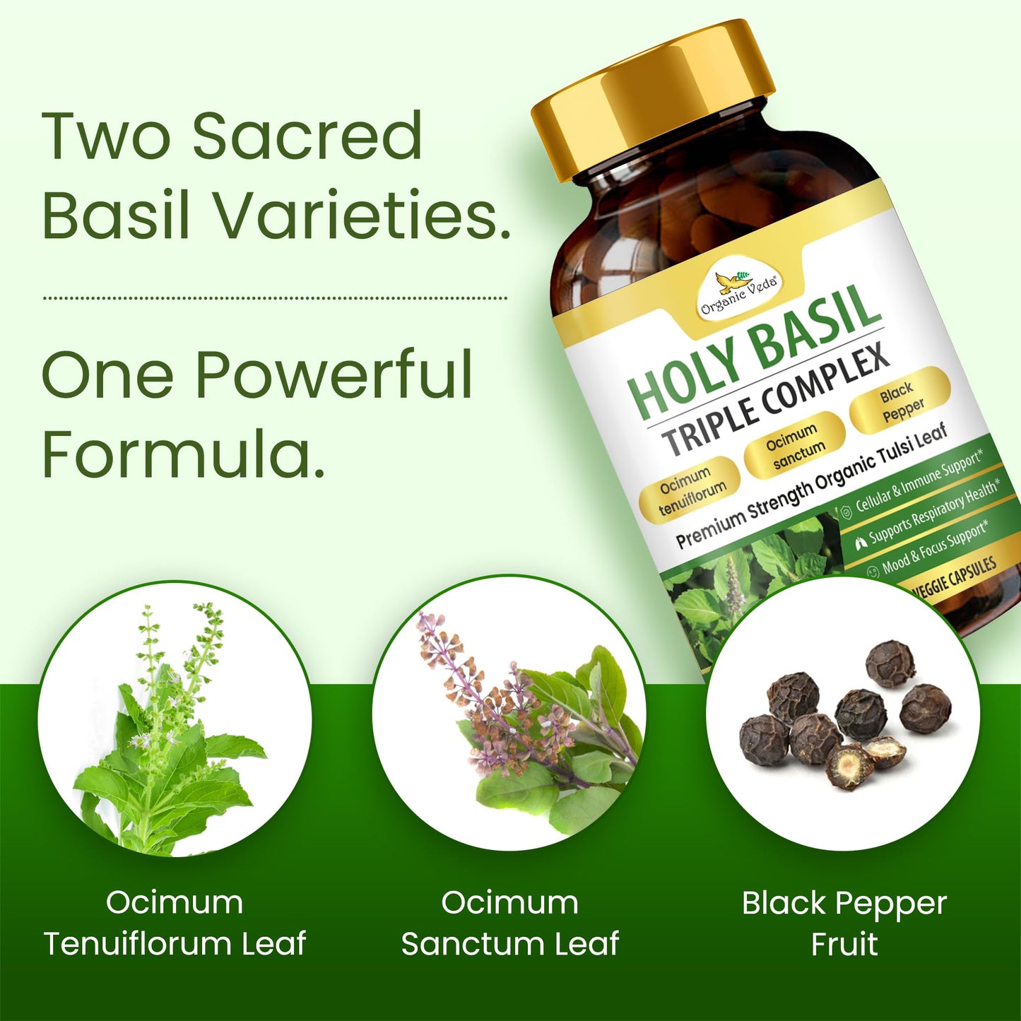 Organic Veda Holy Basil Capsules, 60 Count