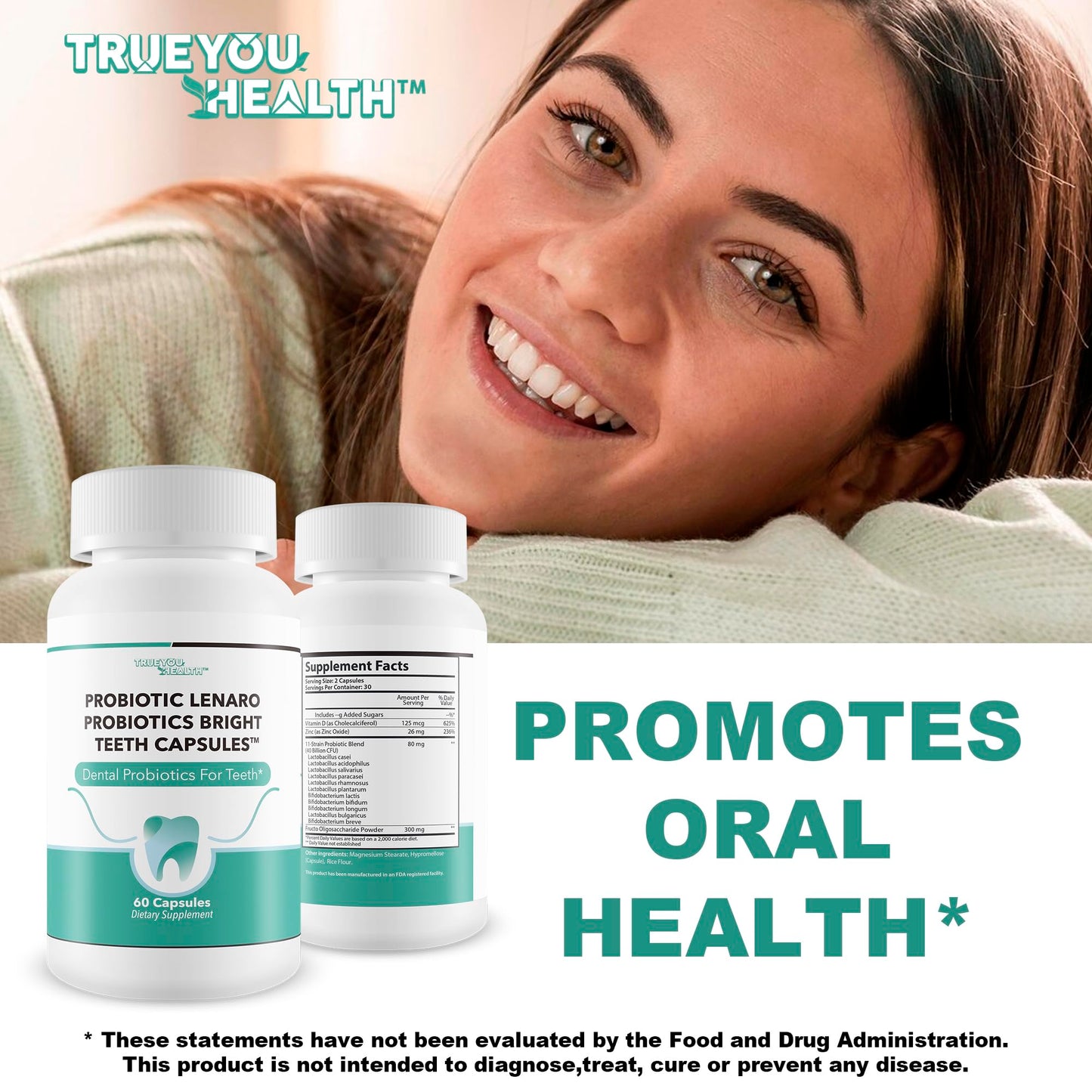 True You Health Probiotics Bright Teeth Capsule 60 Count