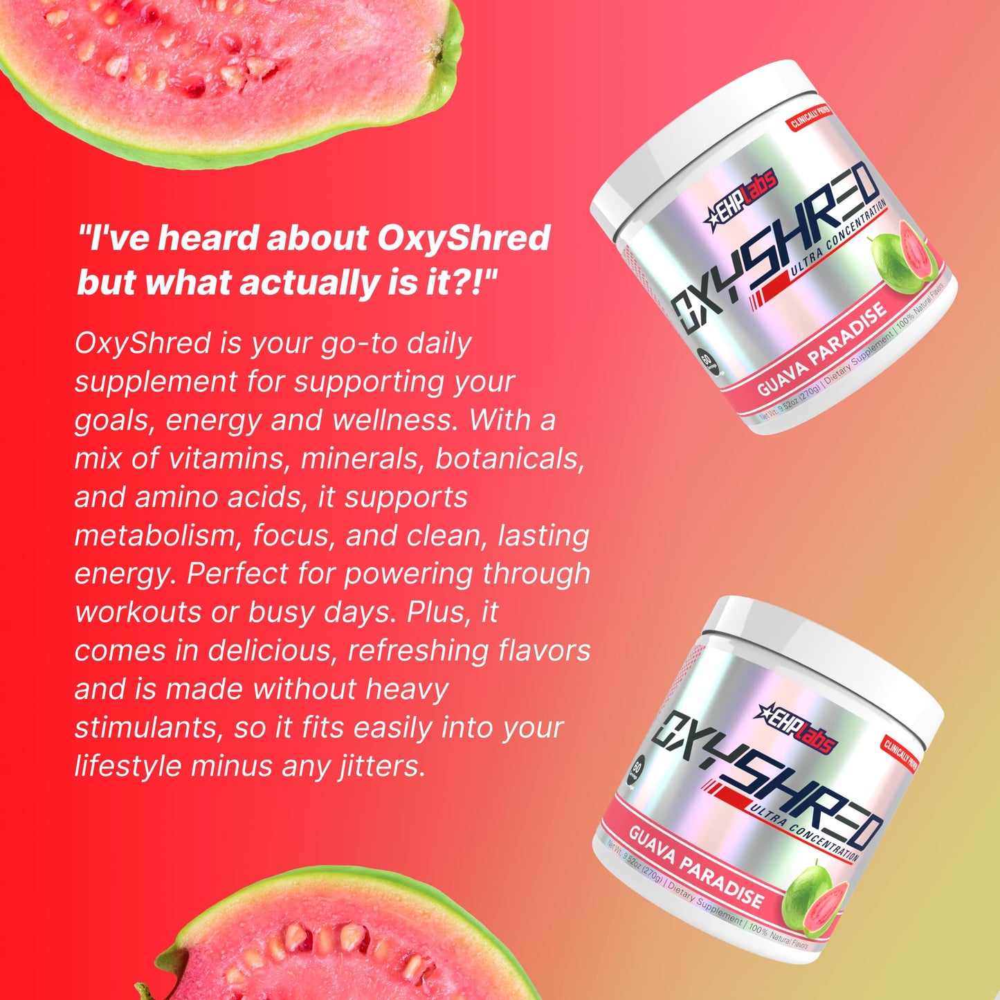EHP Labs OxyShred Pre Workout Powder & Shredding Supplement, 60 Servings