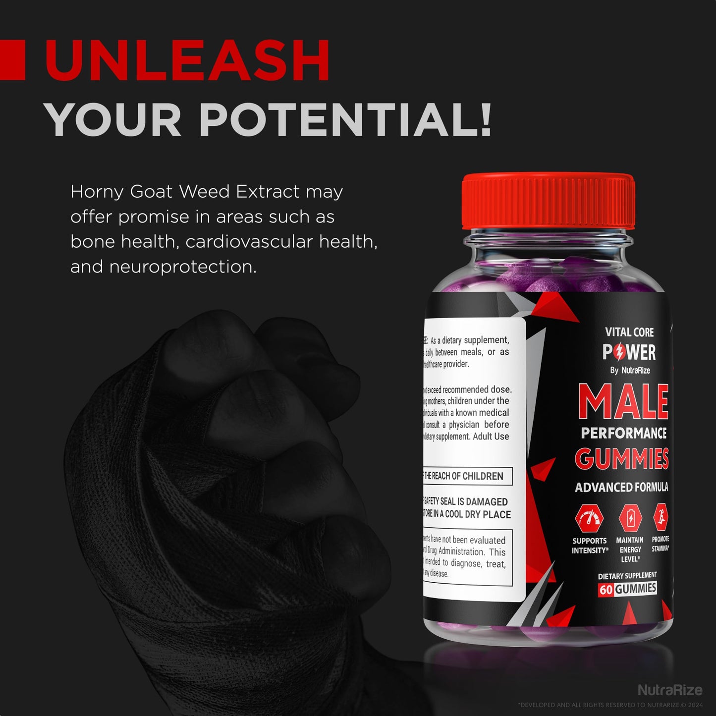 NutraRize Vital Core Power Male Gummies 120 Gummies