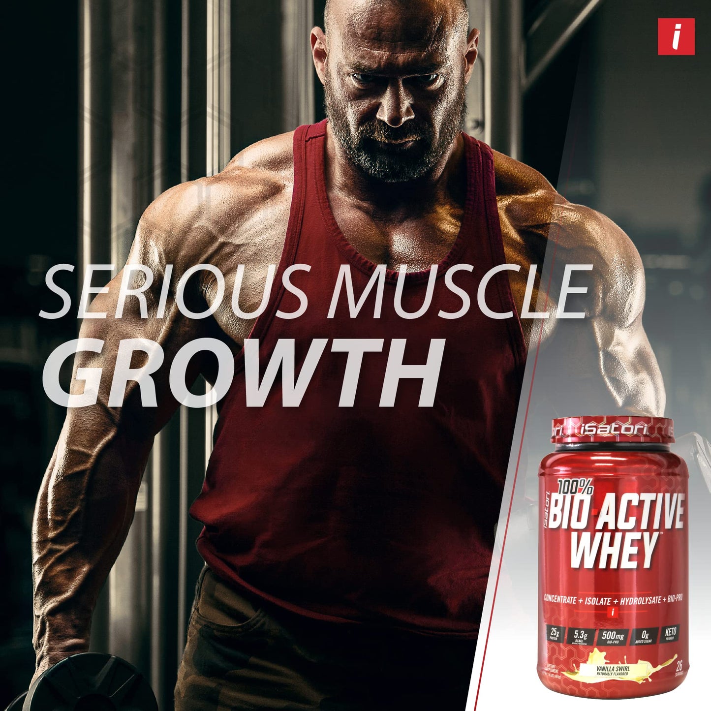iSatori Bio-GRO Vanilla Ice Cream Protein Powder & Bio-Active Whey Protein Powder Unflavored, 40.5 Servings