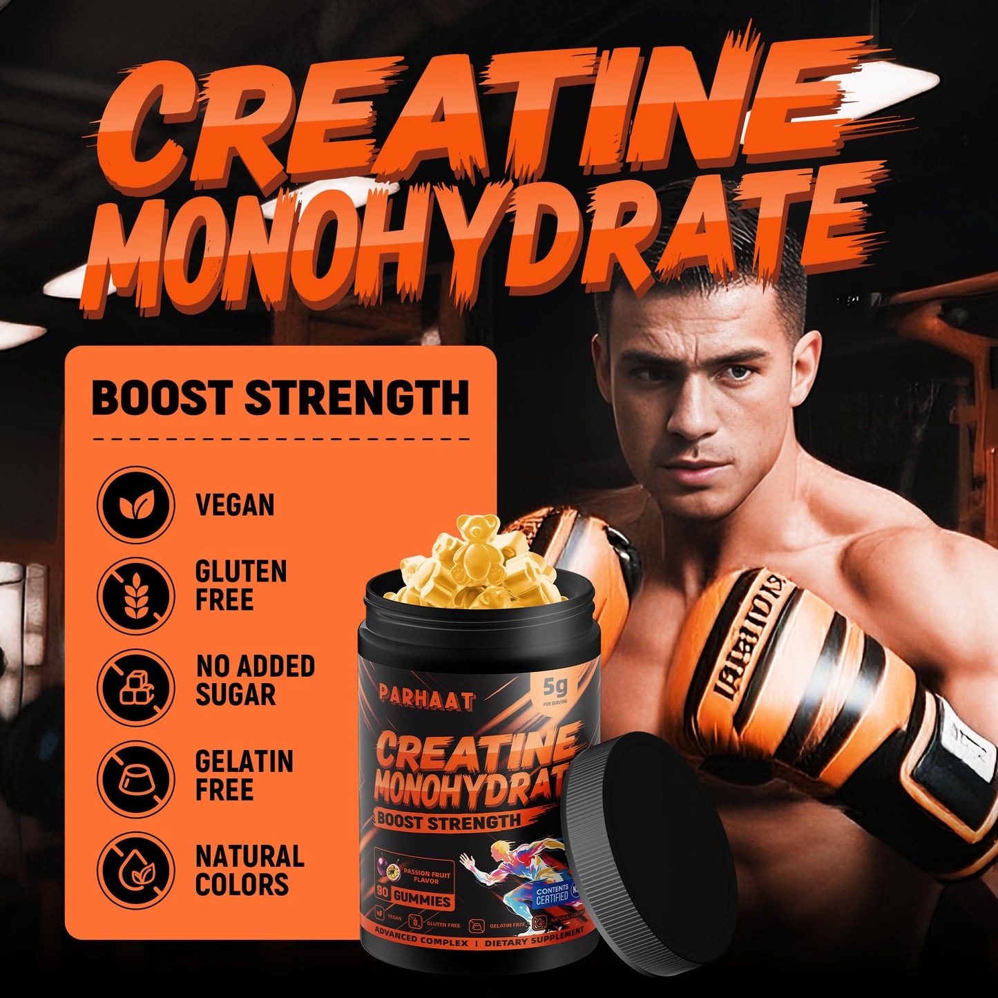 Parhaat Creatine Monohydrate Gummies 90 Count