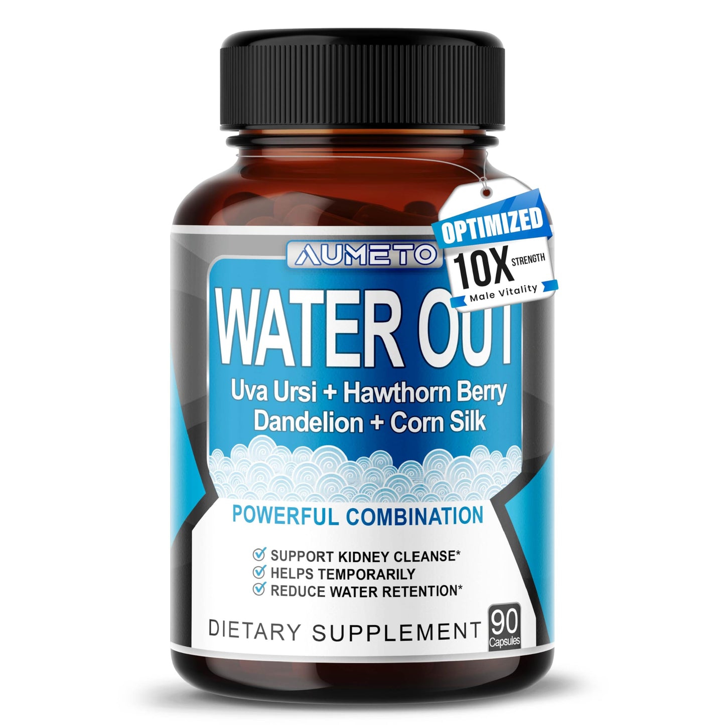 AUMETO Water Out Pills with Uva Ursi Hawthorn Berry Dandelion Corn Silk Capsule 90 Count