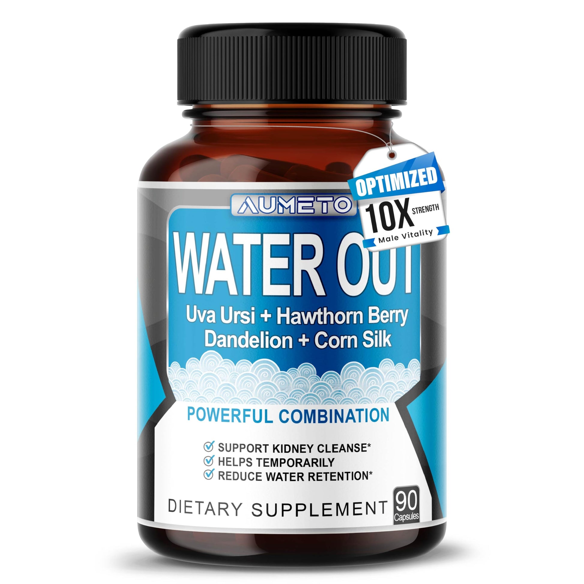 AUMETO Water Out Pills with Uva Ursi Hawthorn Berry Dandelion Corn Silk Capsule 90 Count