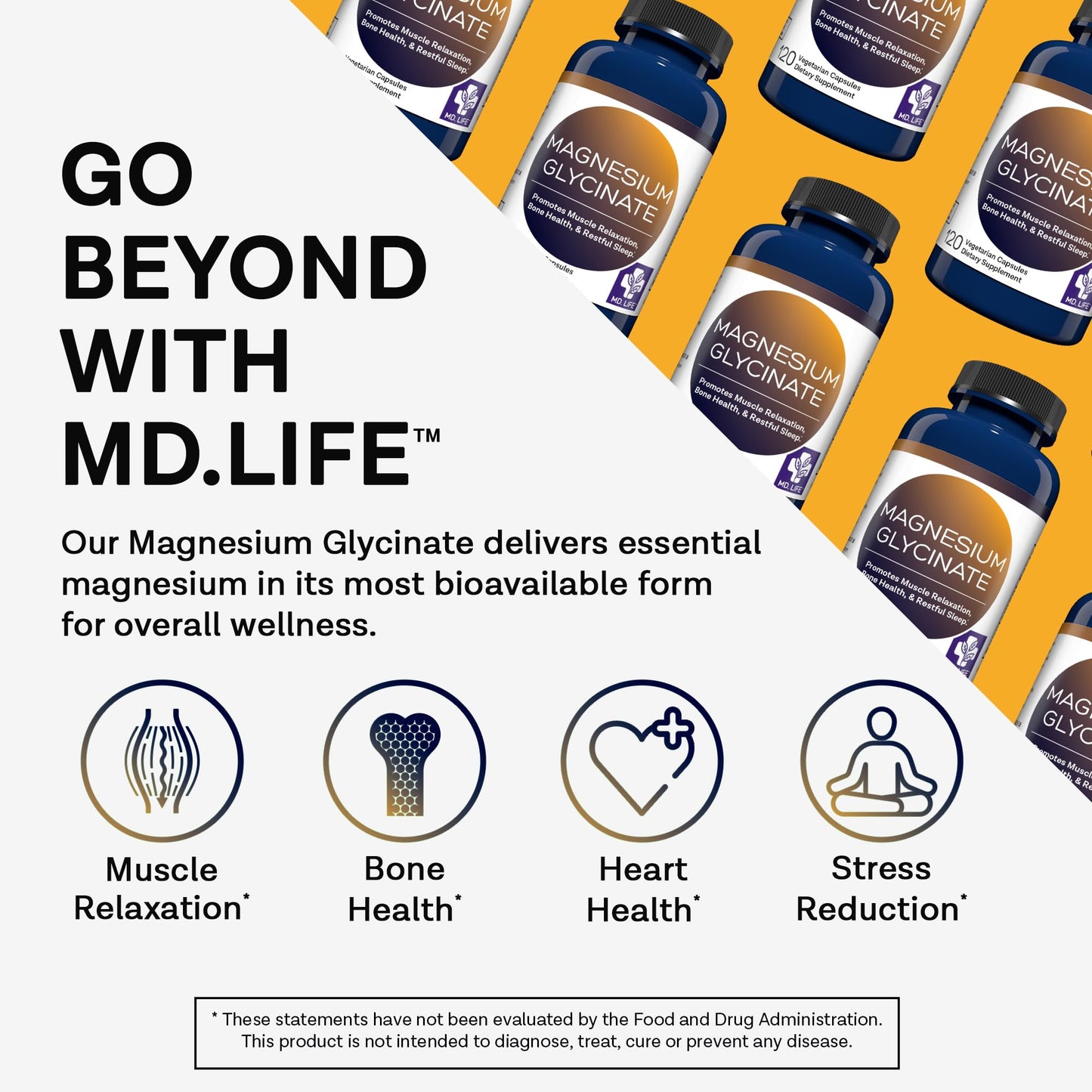 MD.LIFE Magnesium Glycinate Supplement Capsule 1 Count