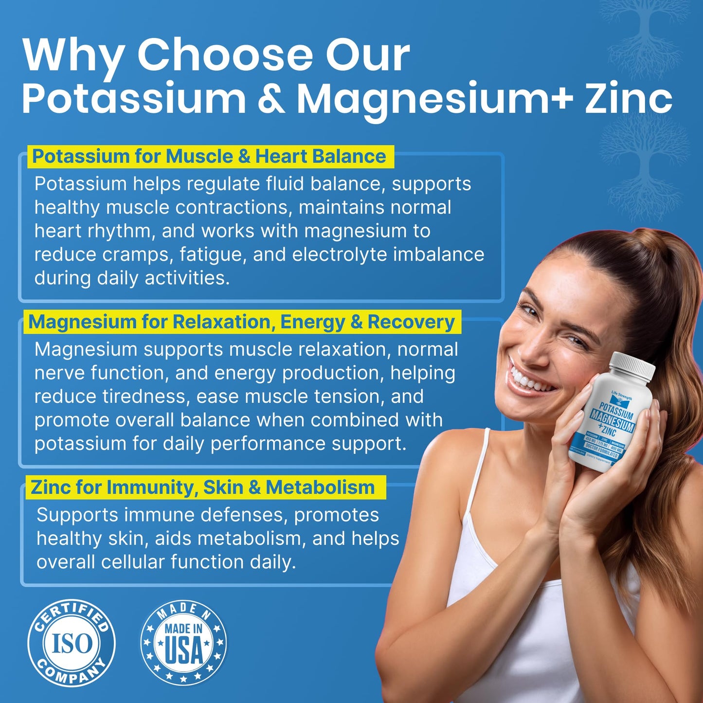 LifeStrength Potassium Magnesium with Zinc 1025mg, 90 Capsules