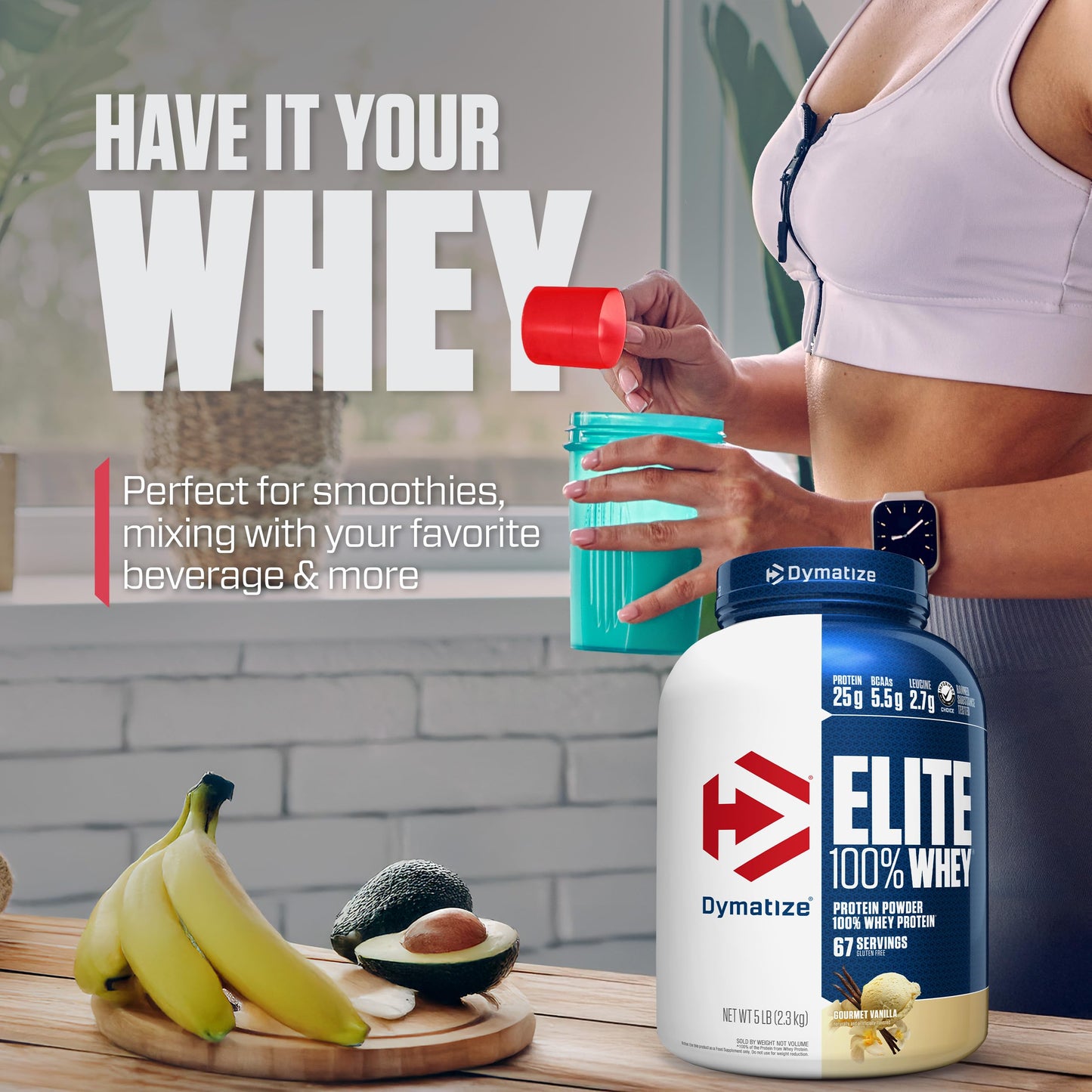 Dymatize Elite 100% Whey Protein Powder Gourmet Vanilla, 80 Servings