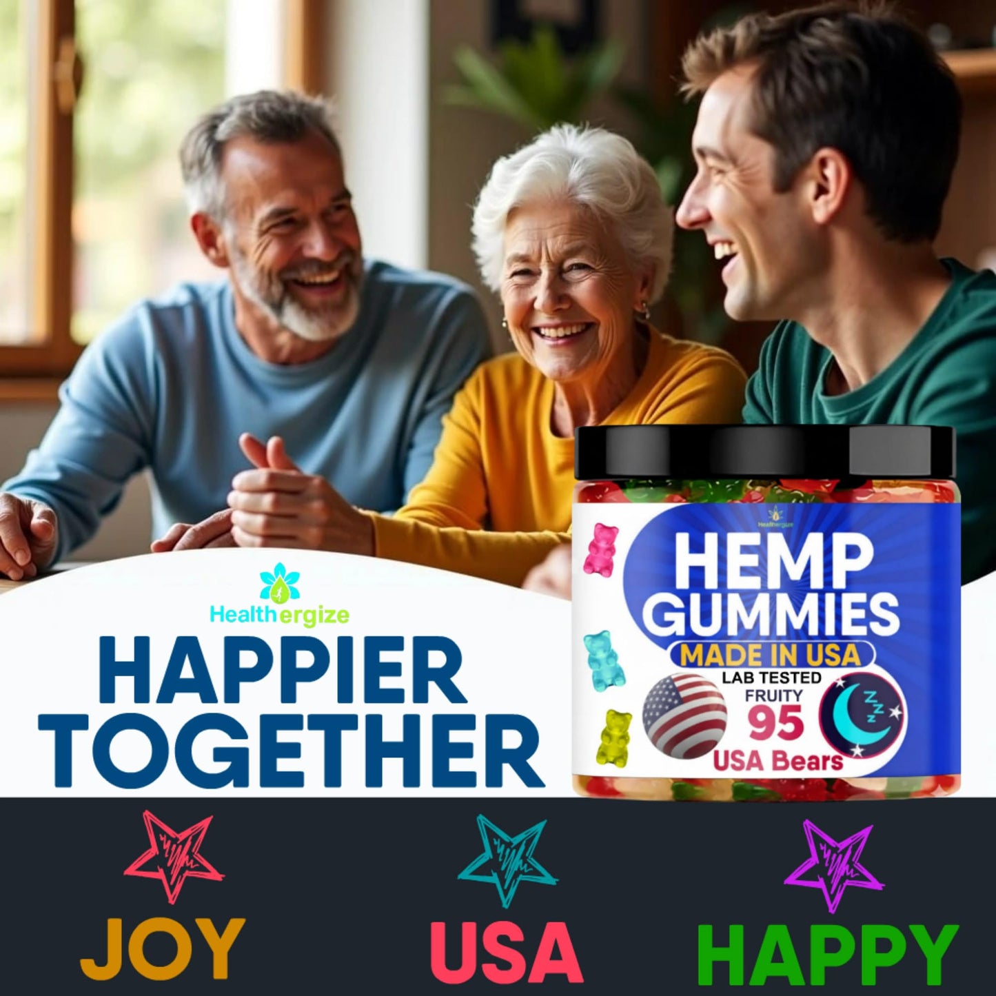 Healthergize Hemp Gummies for Sleep, Calm Relaxation Chewable 95 Count