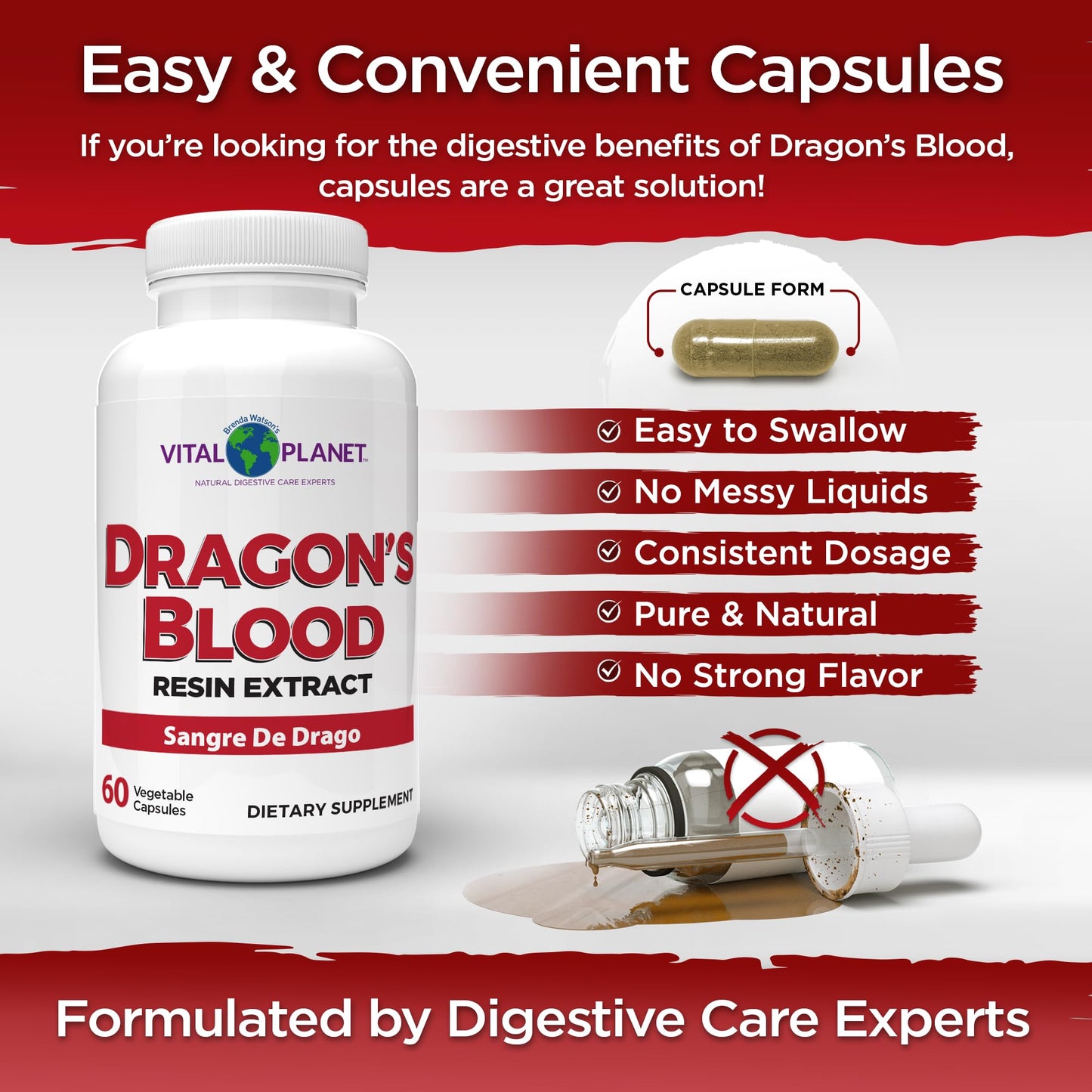 Vital Planet Dragon's Blood Resin Extract Croton Lechleri Digestive Supplement Capsules, 120 Capsules