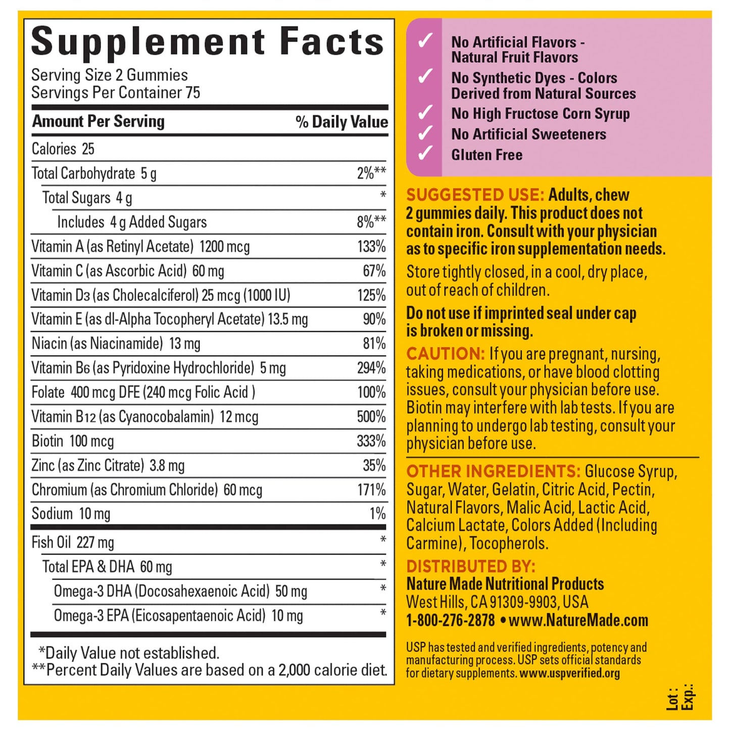 Nature Made Women's Gummy Multivitamins with Omega-3, 150 Gummies
