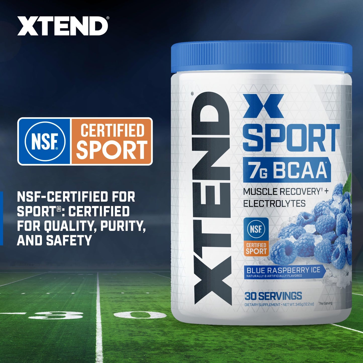 Scivation XTEND Sport BCAA Powder Blue Raspberry Ice 12.2 Ounce