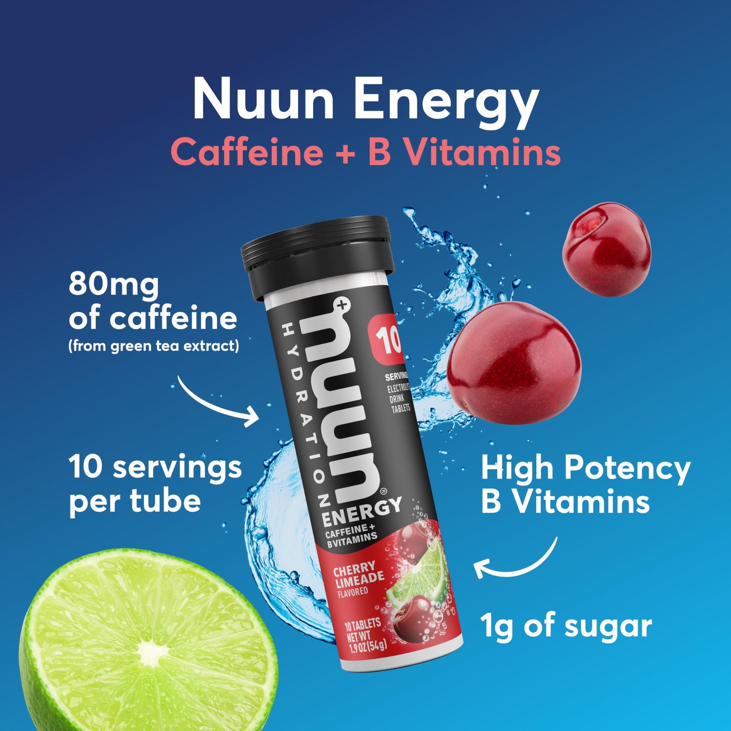 Nuun Energy Caffeine + B Vitamins Electrolyte Hydration Tablet, 60 Count