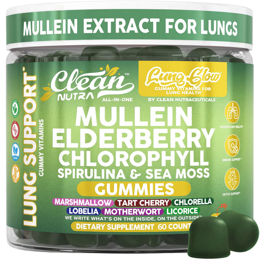 Clean Nutraceuticals Mullein Gummies for Lung Health Support, 60 Gummies