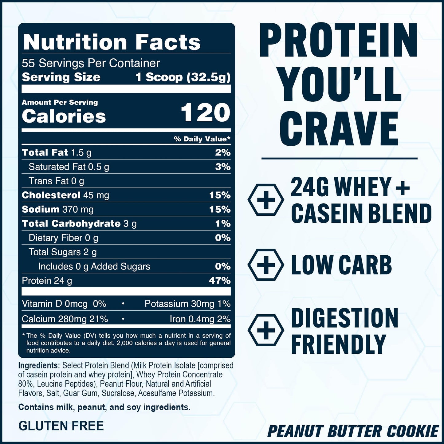 PEScience Select Protein Powder, Whey and Casein Blend, Peanut Butter Cookie, 55 Servings