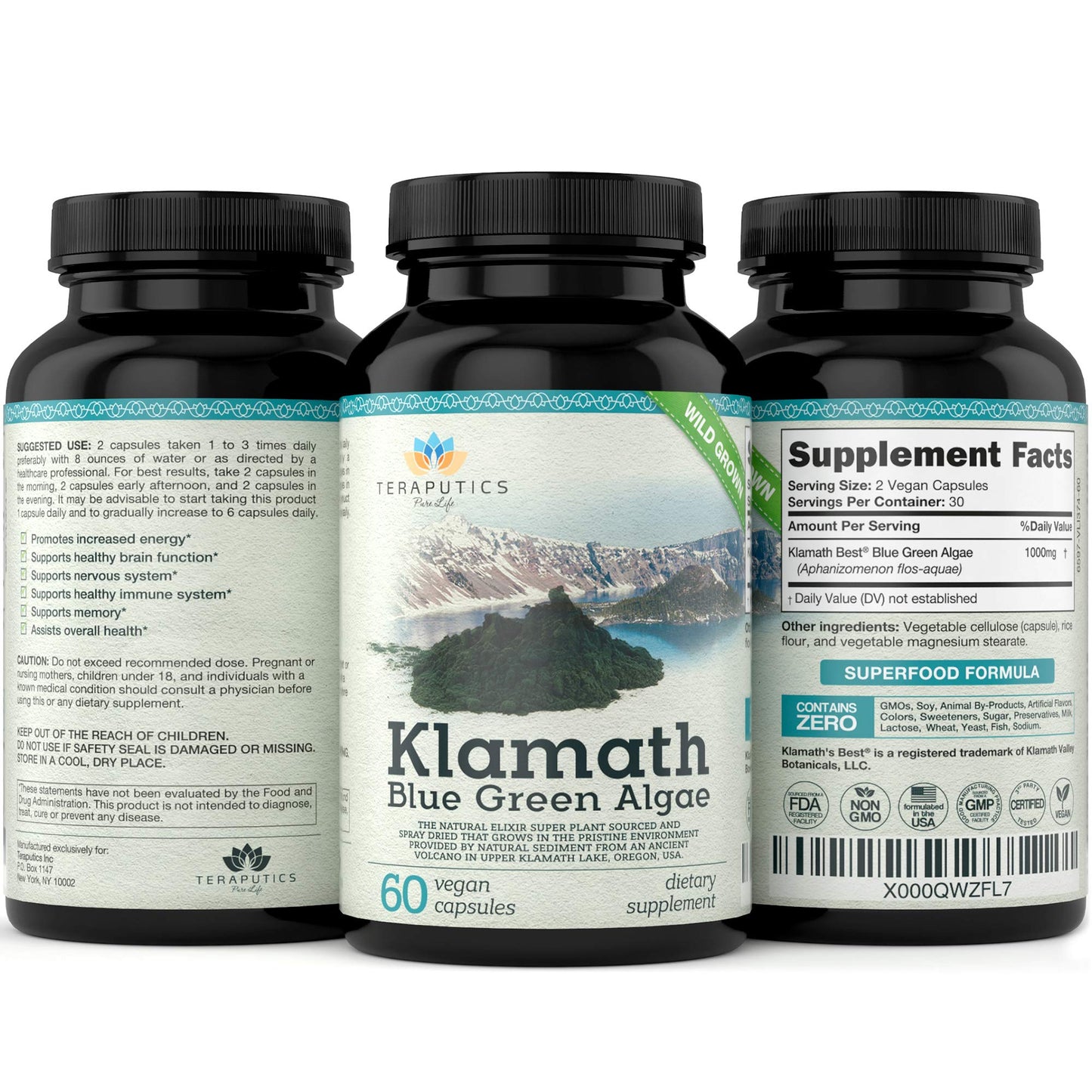 Teraputics Klamath Lake Blue Green Algae 60 Capsules