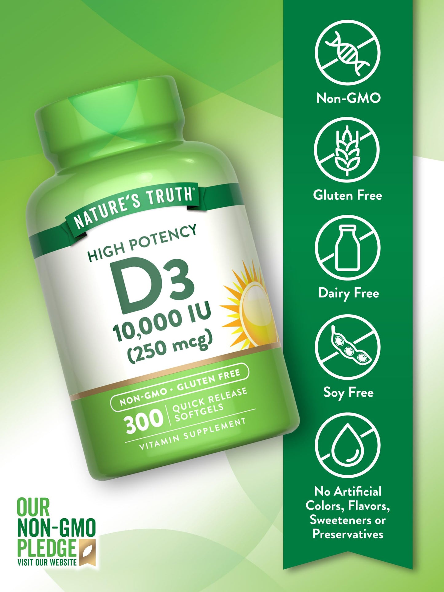 Nature's Truth Vitamin D3 10000 IU Softgels 300 Count