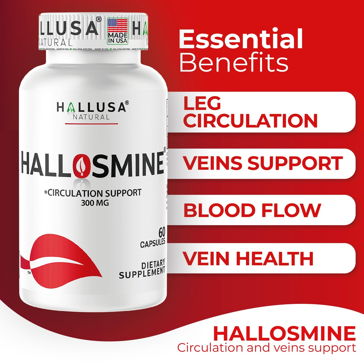 Hallusa Natural Diosmin Circulation Capsule, 60 Count