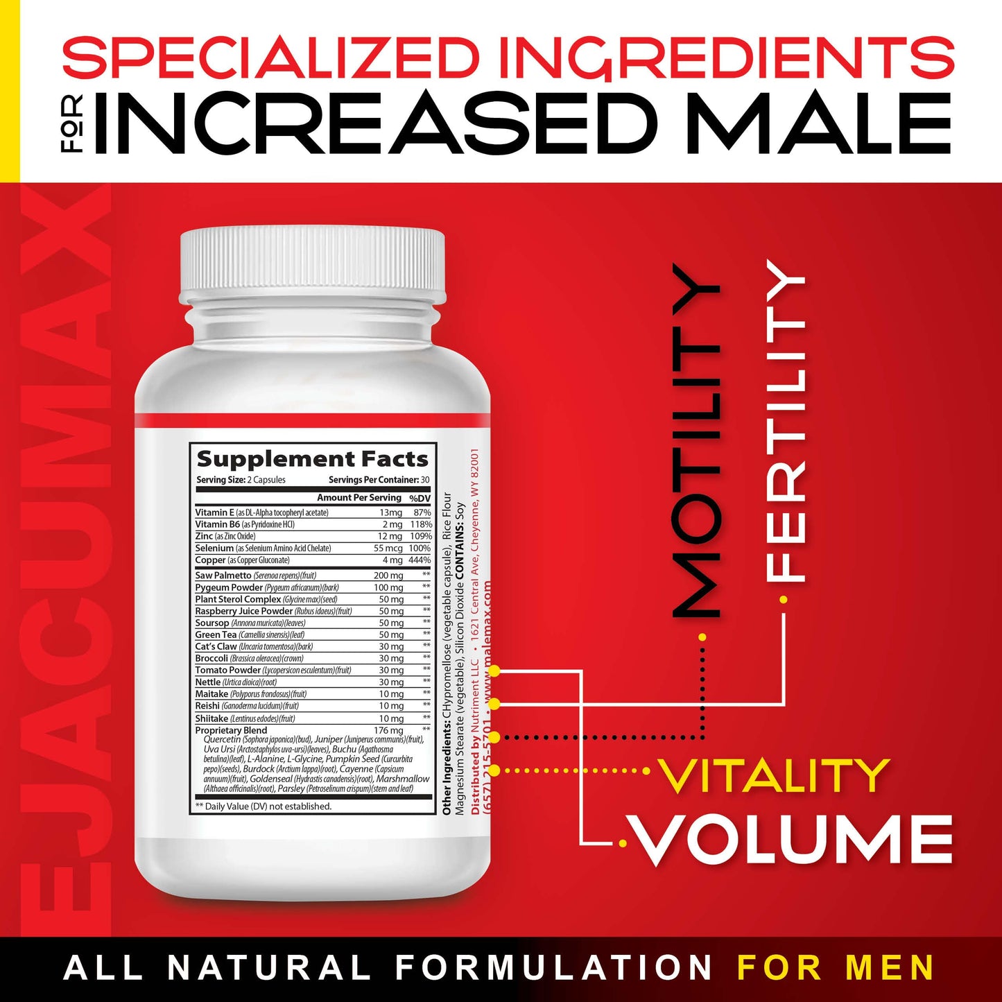 MaleMax Ejacumax Vitality Prenatal Vitamins for Men 60 Capsules