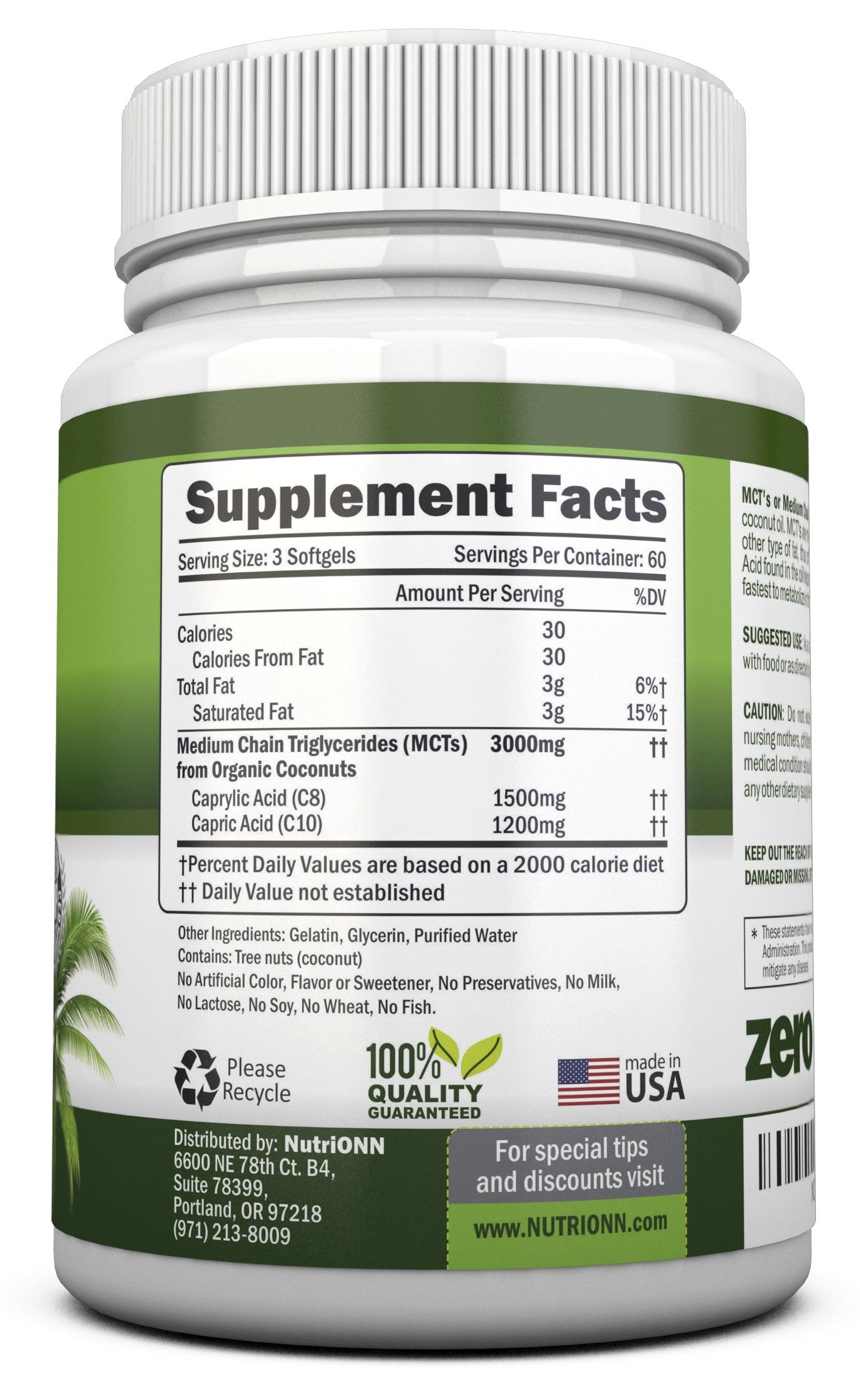 NutriONN MCT Oil 180 Softgels