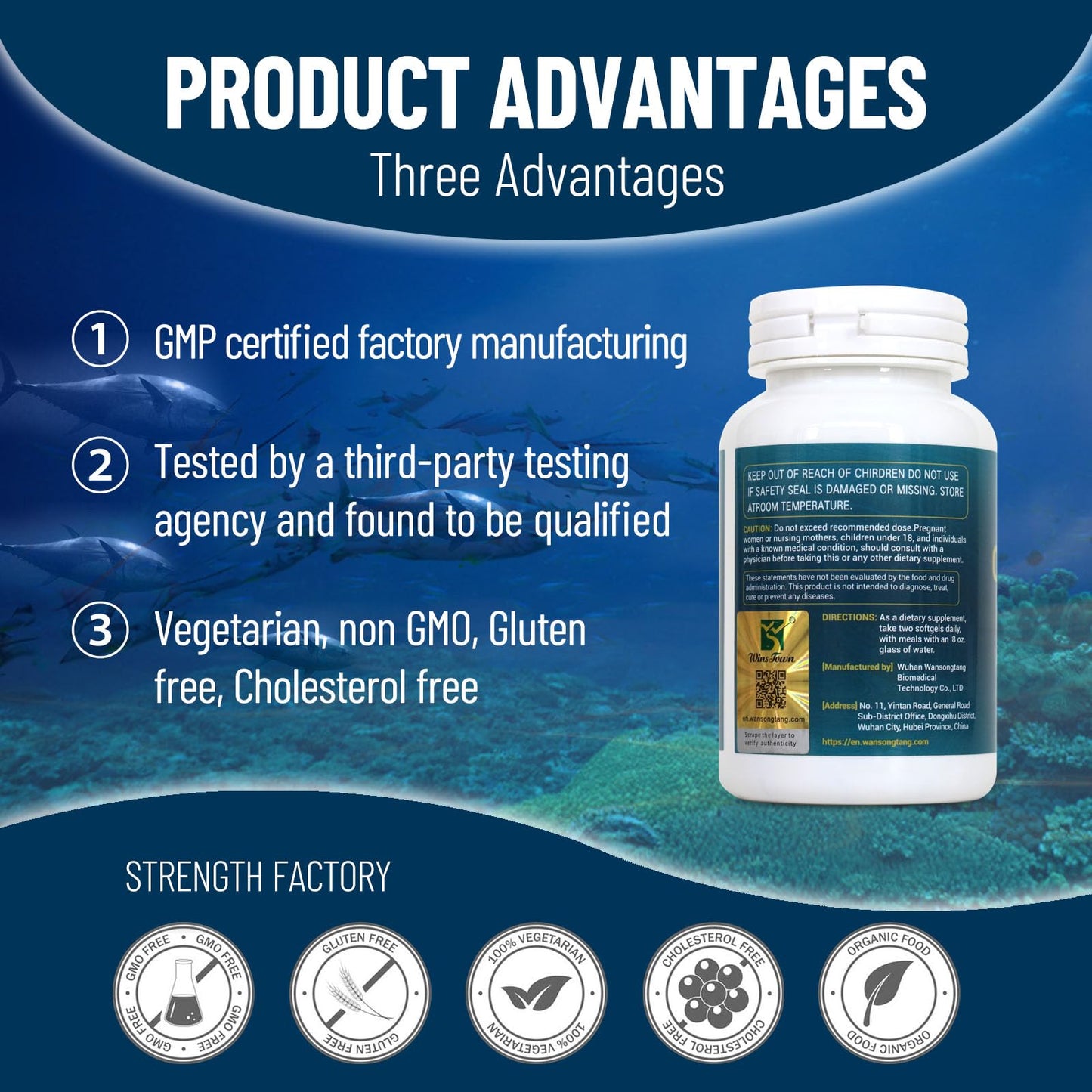 Wins Town Omega 3 Fish Oil Softgels, 100 Softgels