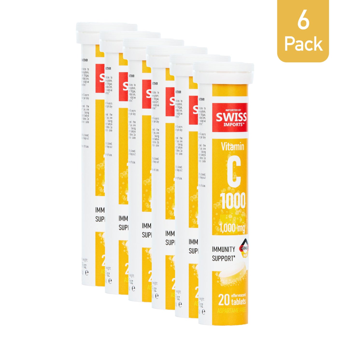 Swiss Imports Effervescent Vitamin C 1000mg Dietary Supplement Tablet, 120 Tablets