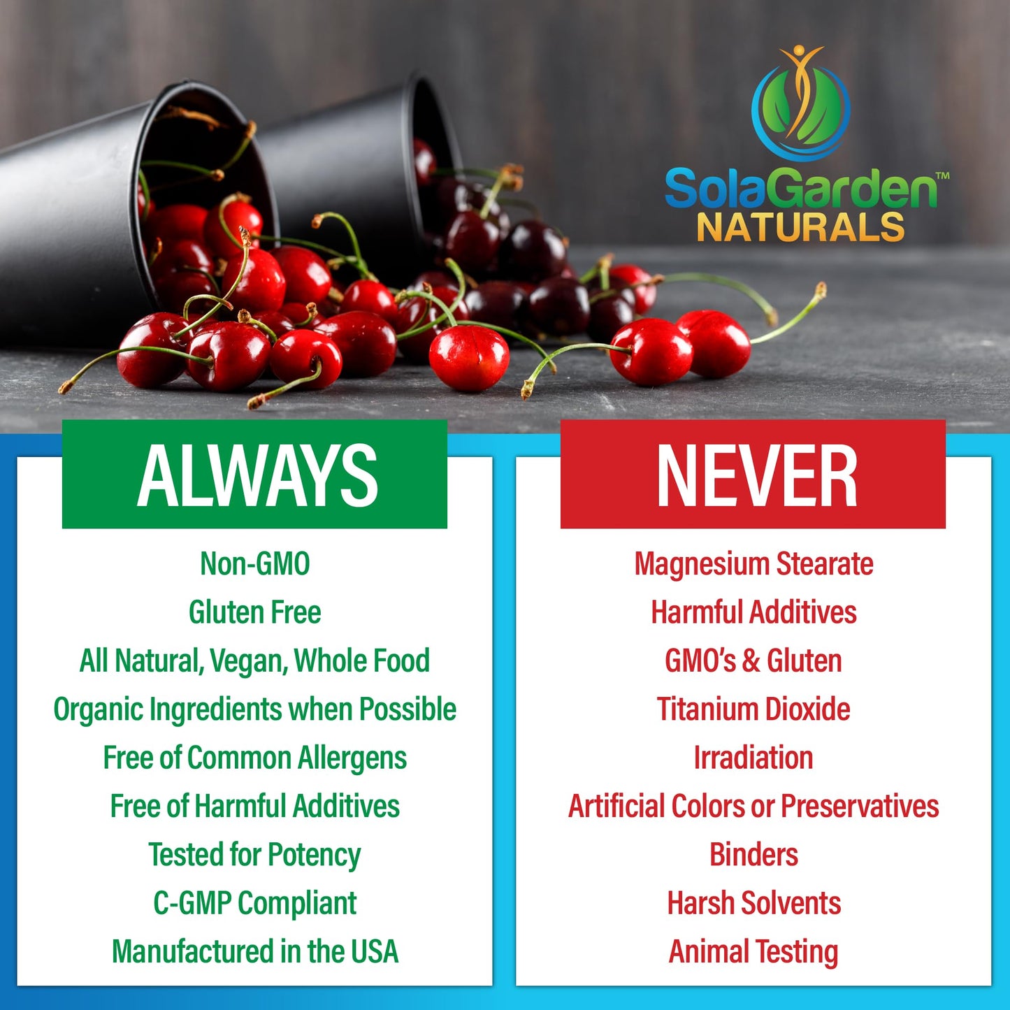 LifeGarden Naturals USDA Organic Super Strength Tart Cherry Supplement 50:1 Extract from Non-GMO Organic Cherries, Capsules, 60 Count