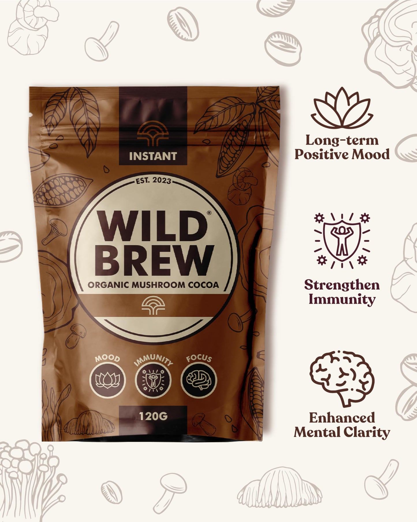 Wild Brew Organic Mushroom Cocoa Powder 4.23 Ounce