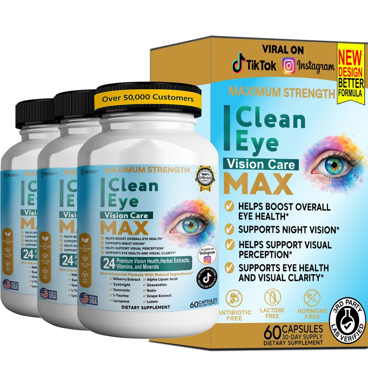 GREENVIFY Clean Eye Vision Care MAX 60 Capsules