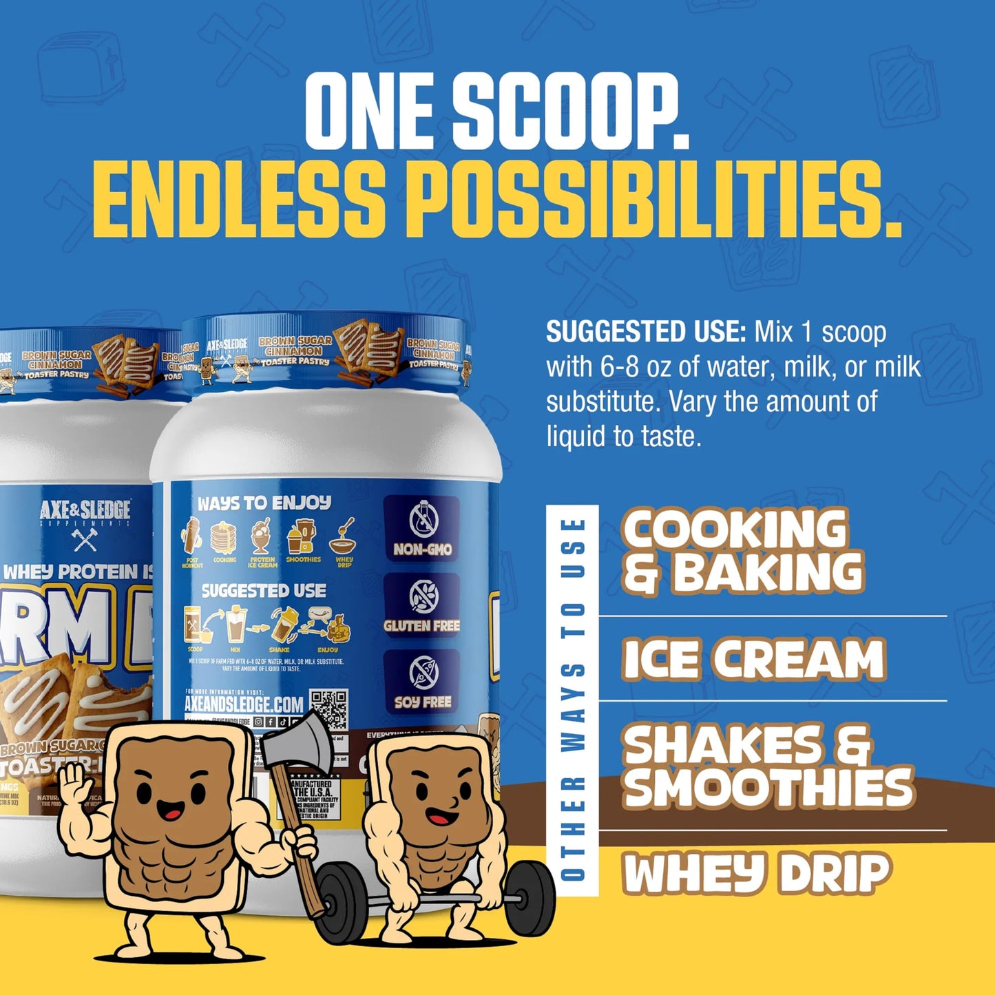 Axe & Sledge Farm Fed 100% Whey Protein Isolate Powder, Brown Sugar Cinnamon, 7.05 oz