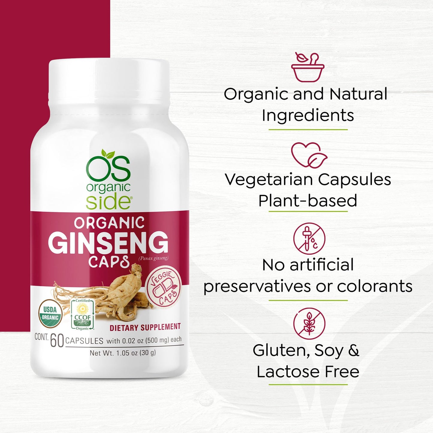 OS Organic Side Ginseng Capsules 1.05 oz