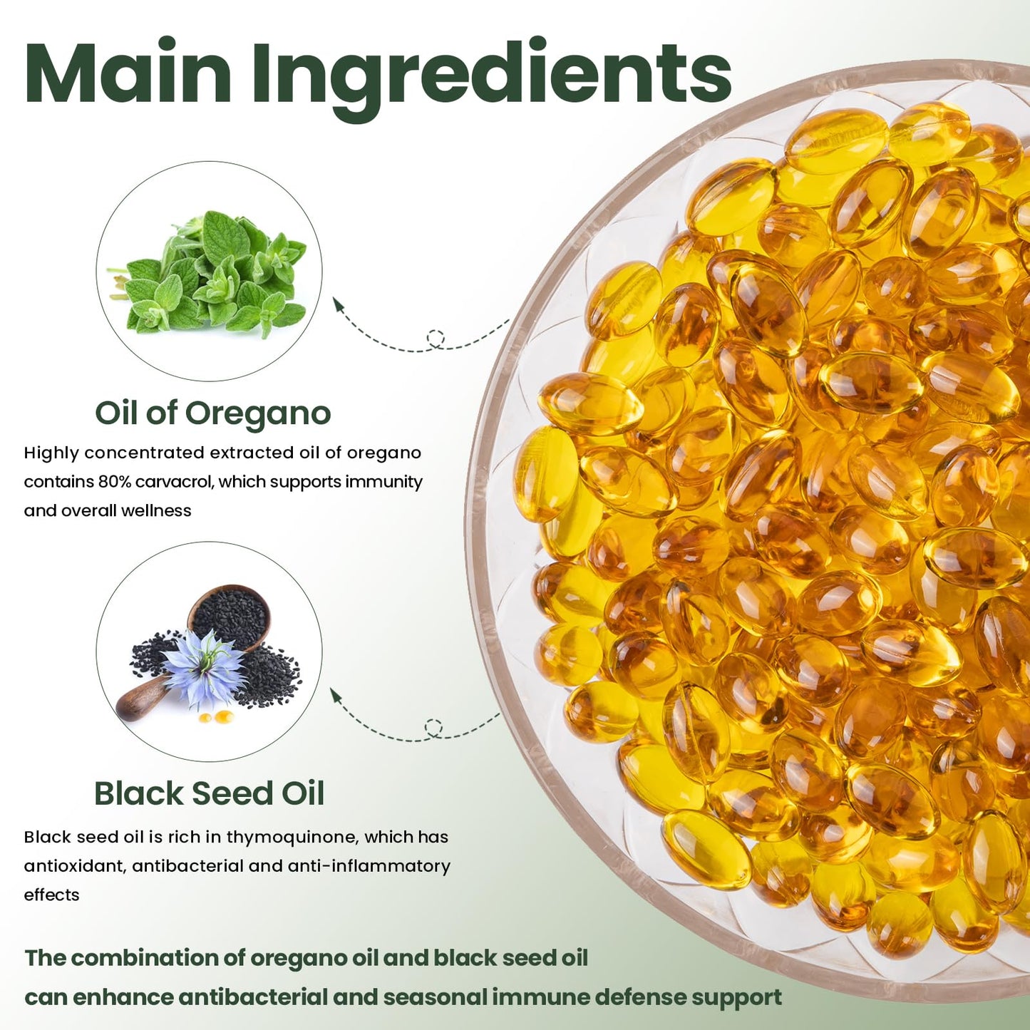 Yldegt Organic Oil of Oregano Softgels with Black Seed Oil 300 Capsules