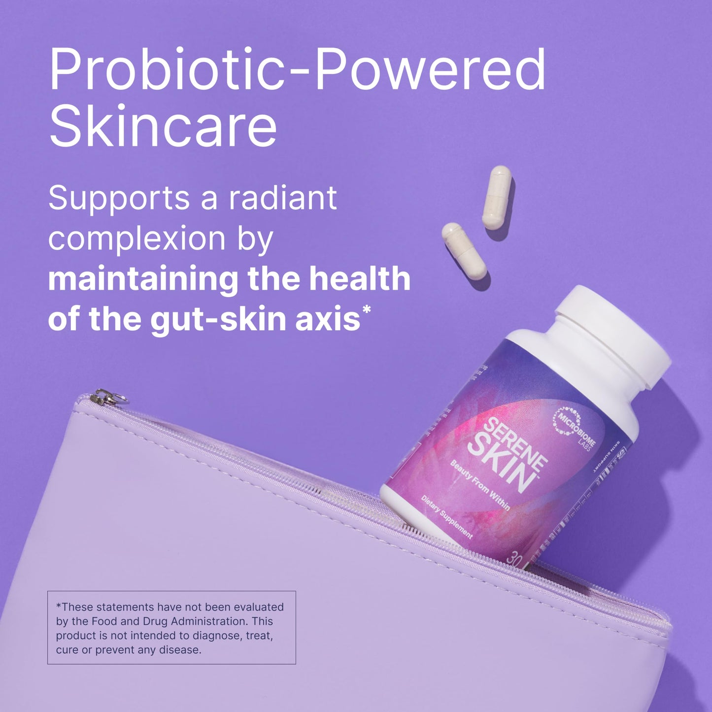Microbiome Labs SereneSkin Spore-Based Probiotic Complex with Citrus Polyphenols for Skin Clarity & Gut Health Support - Daily Probiotic Skincare - Soothe The Gut-Skin Axis 60 Capsules