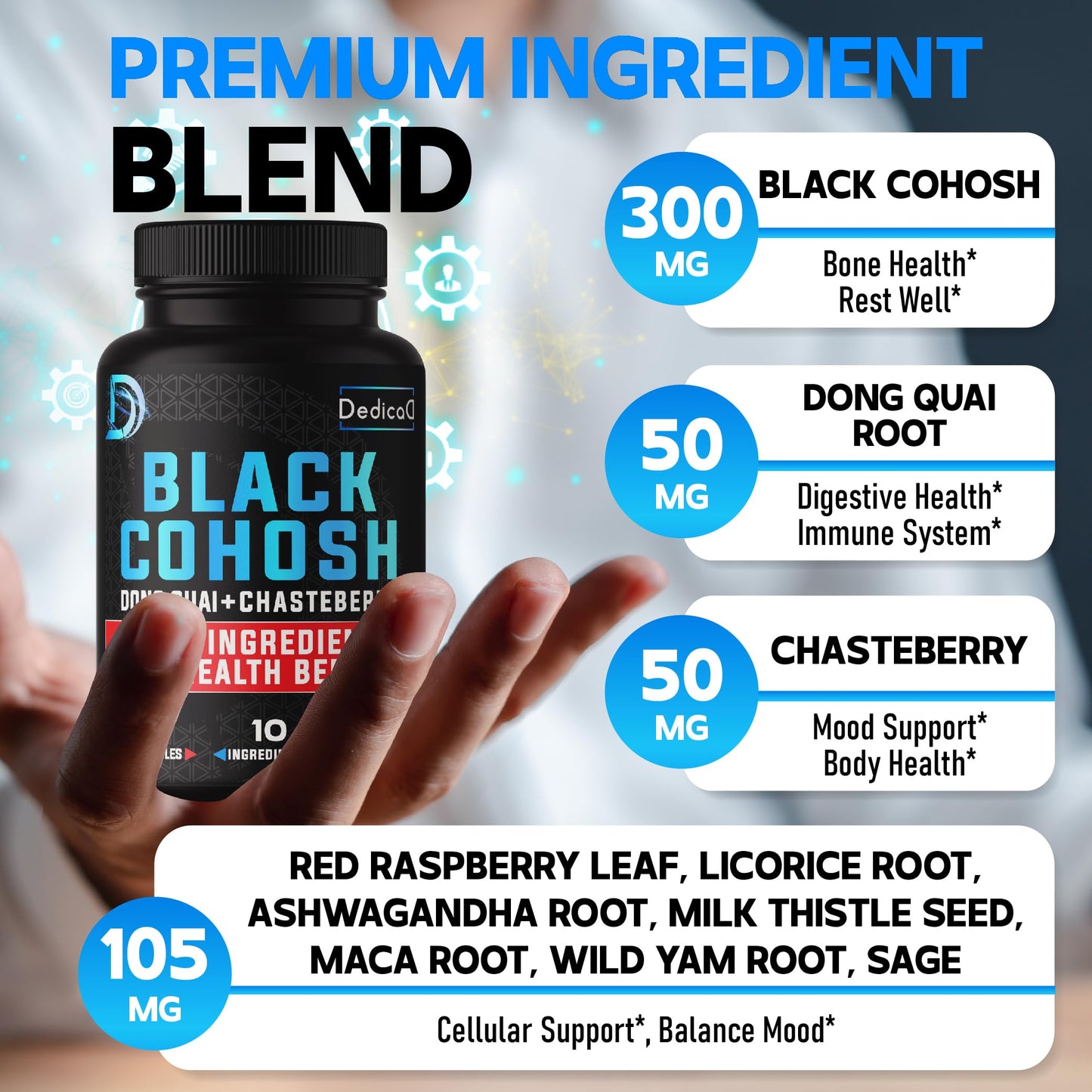 DEDICAD 12in1 Black Cohosh Menopause Support, 150 Capsules